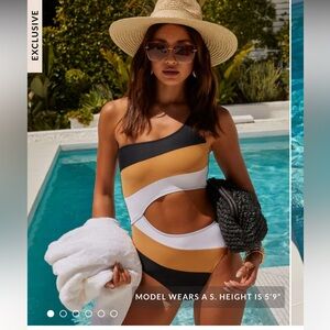 Raya color block cutout one piece swimsuit